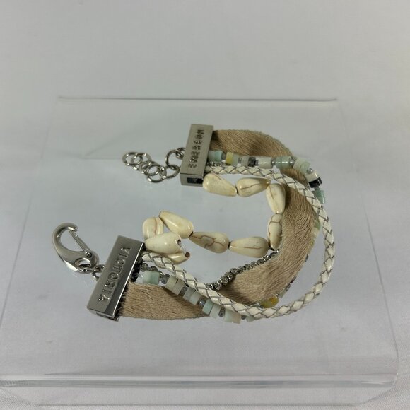 Victoria Emerson Boho Cuff Bracelet Shells Silver Tone Multistrand Layered Boho - Picture 2 of 11